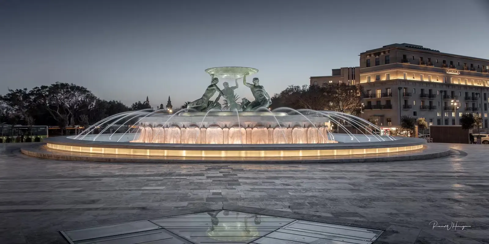 Triton Fountain at the entrance to Valletta